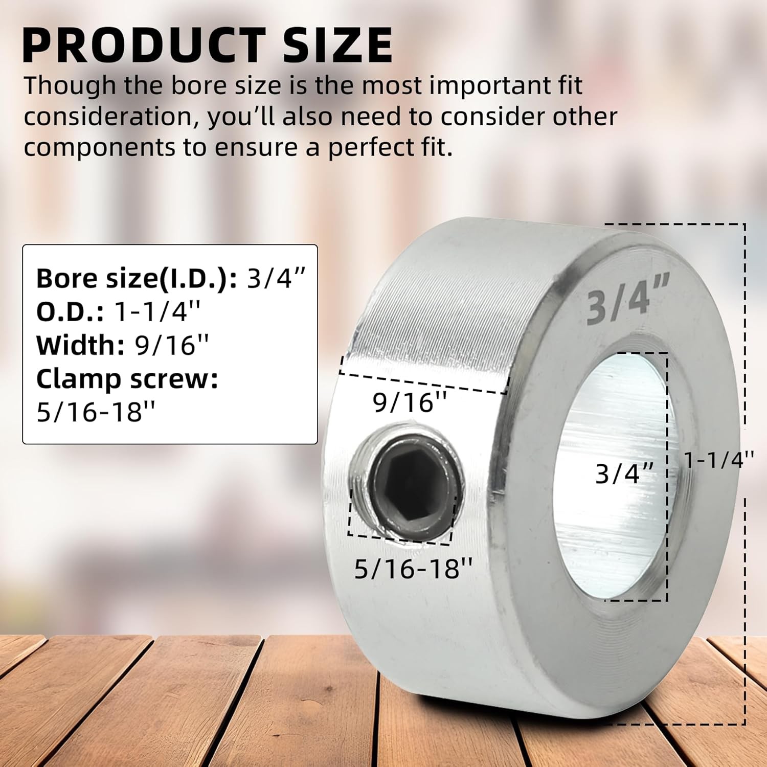 4 Pack Zinc Plated Carbon Steel 3/4″ Bore Shaft Collars Screw Style for Auto/Ind