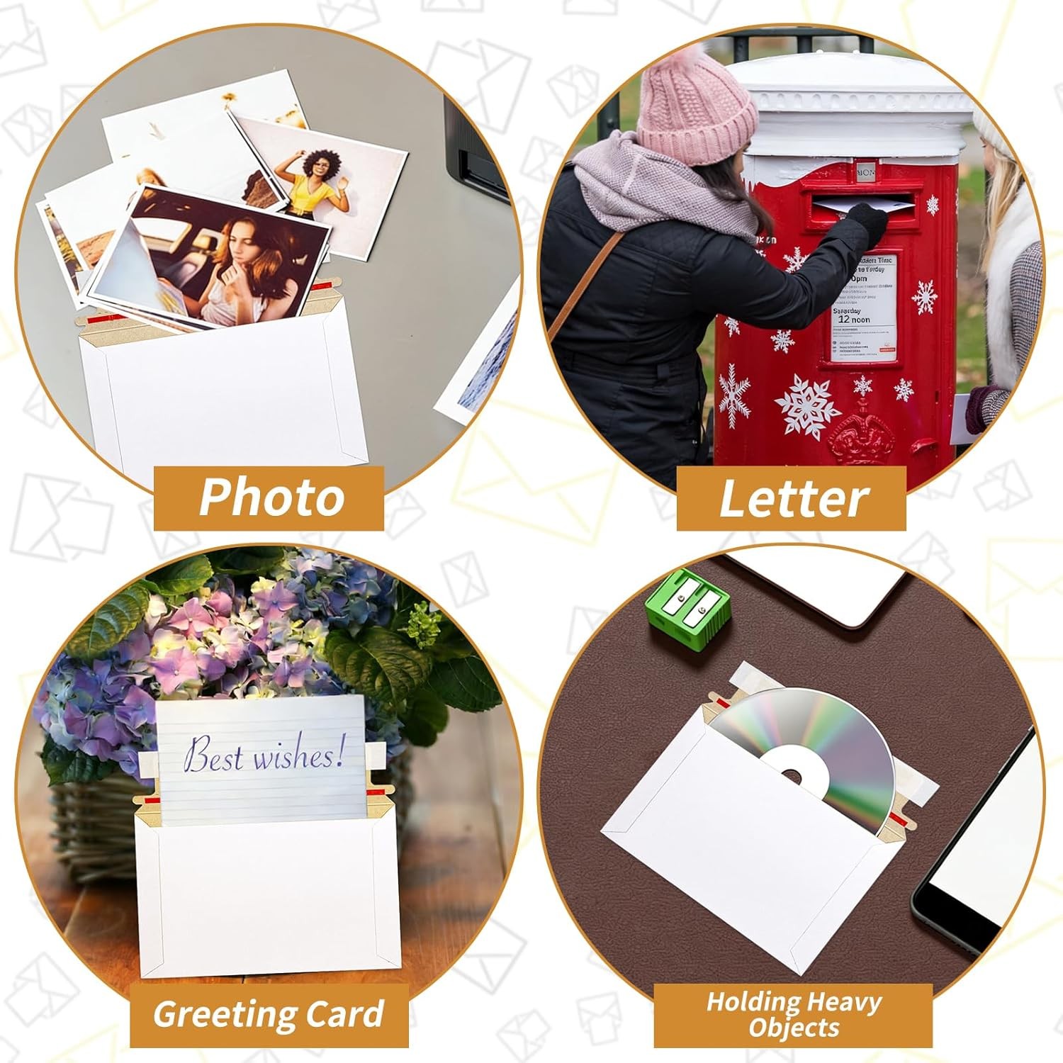 100Pcs 6.5 x 4.5 White RIGID PHOTO SHIPPING FLATS CARDBOARD ENVELOPE MAILERS