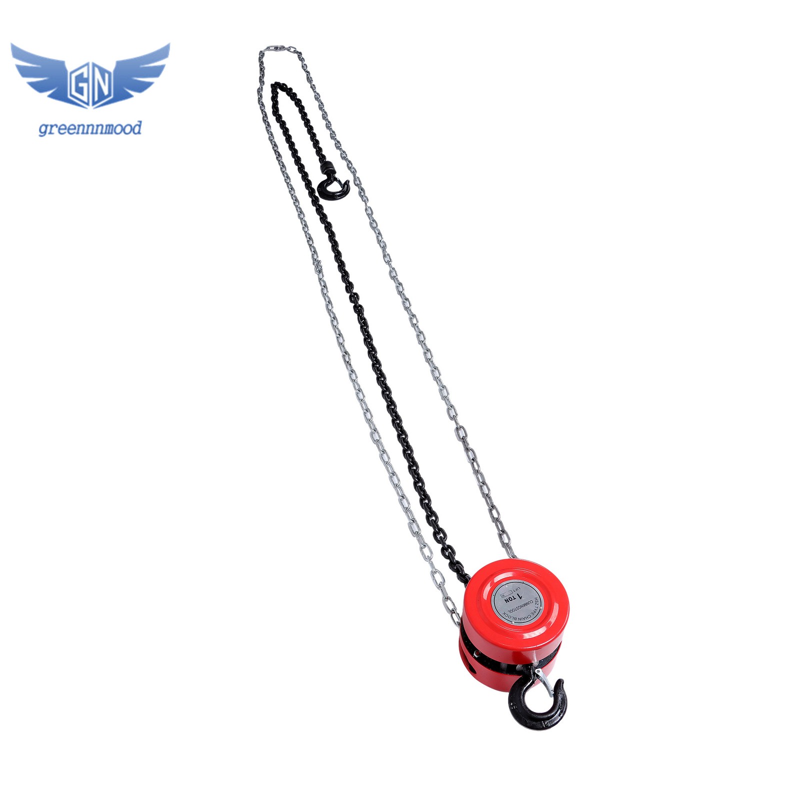 Manual Chain Hoist | 1 Ton / 2200 lbs Capacity | 8ft / 2.5m Lift | 2 Hooks Red