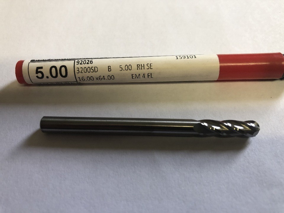 .1969″ 5mm 4 FLUTE SINGLE END CARBIDE BALL END MILL