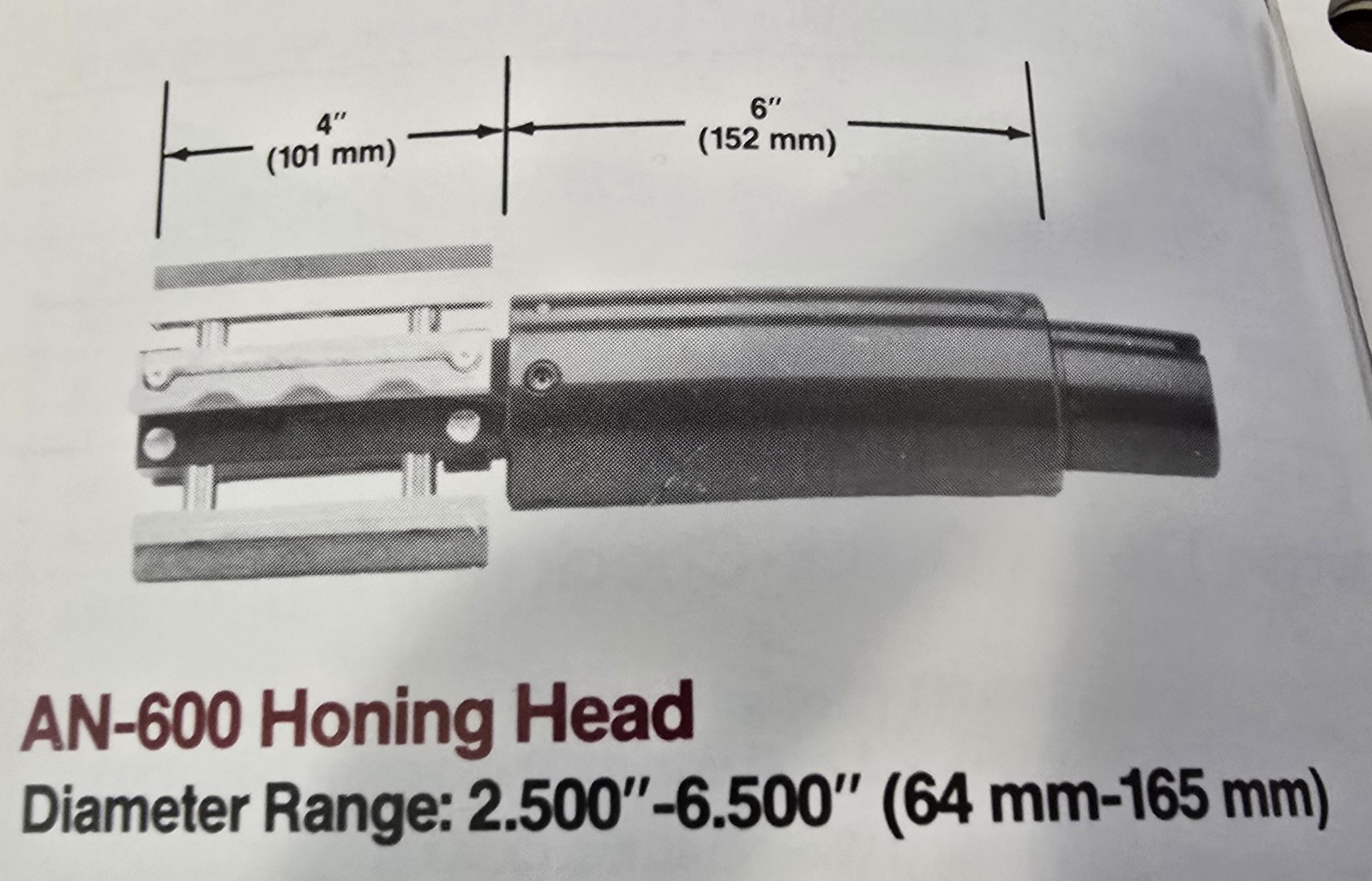Sunnen AN600 Honing Mandrel Range 2.500 to 6.500 AN Stones