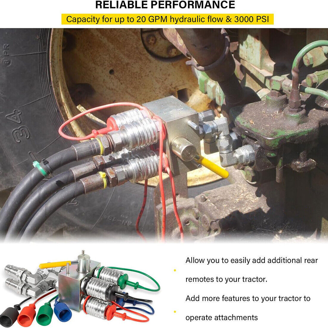 Manual Hydraulic Multiplier, SCV Splitter/Diverter Valve, 20 GPM Flow, 3000 PSI