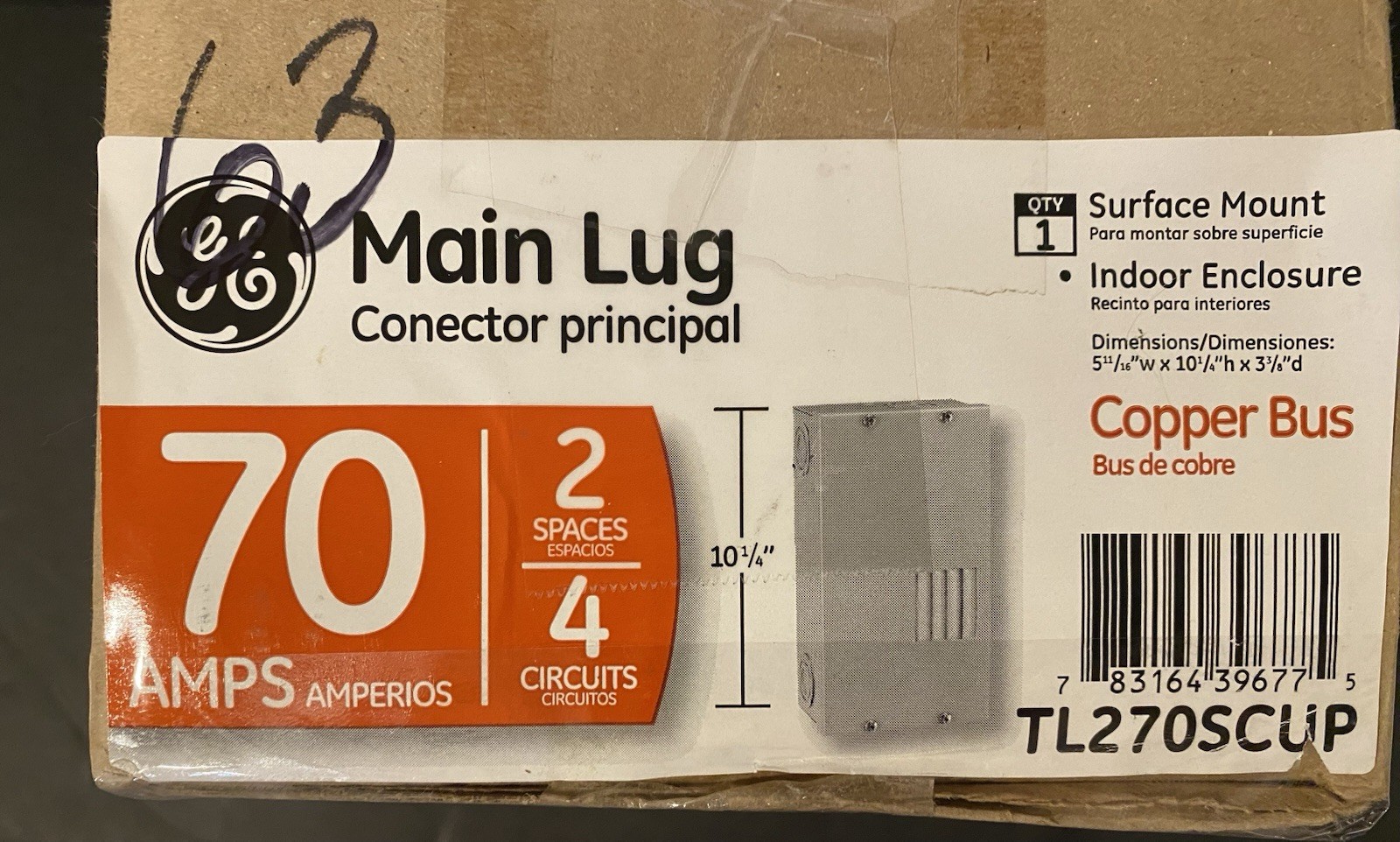 TL270SCUP 2-Space 4-Circuit Indoor Single-Phase Main Lug Circuit Breaker Panel