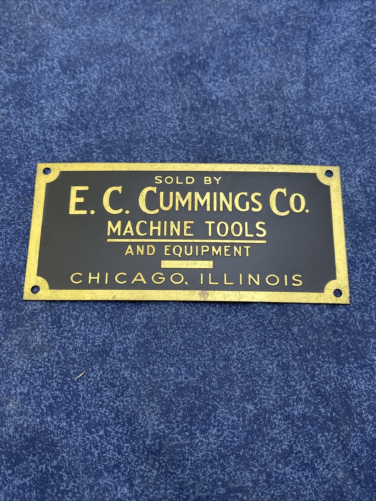 Vintage E. C. Cummings Co Machine Tools And Equipment Sold By Badge Plaque Z506