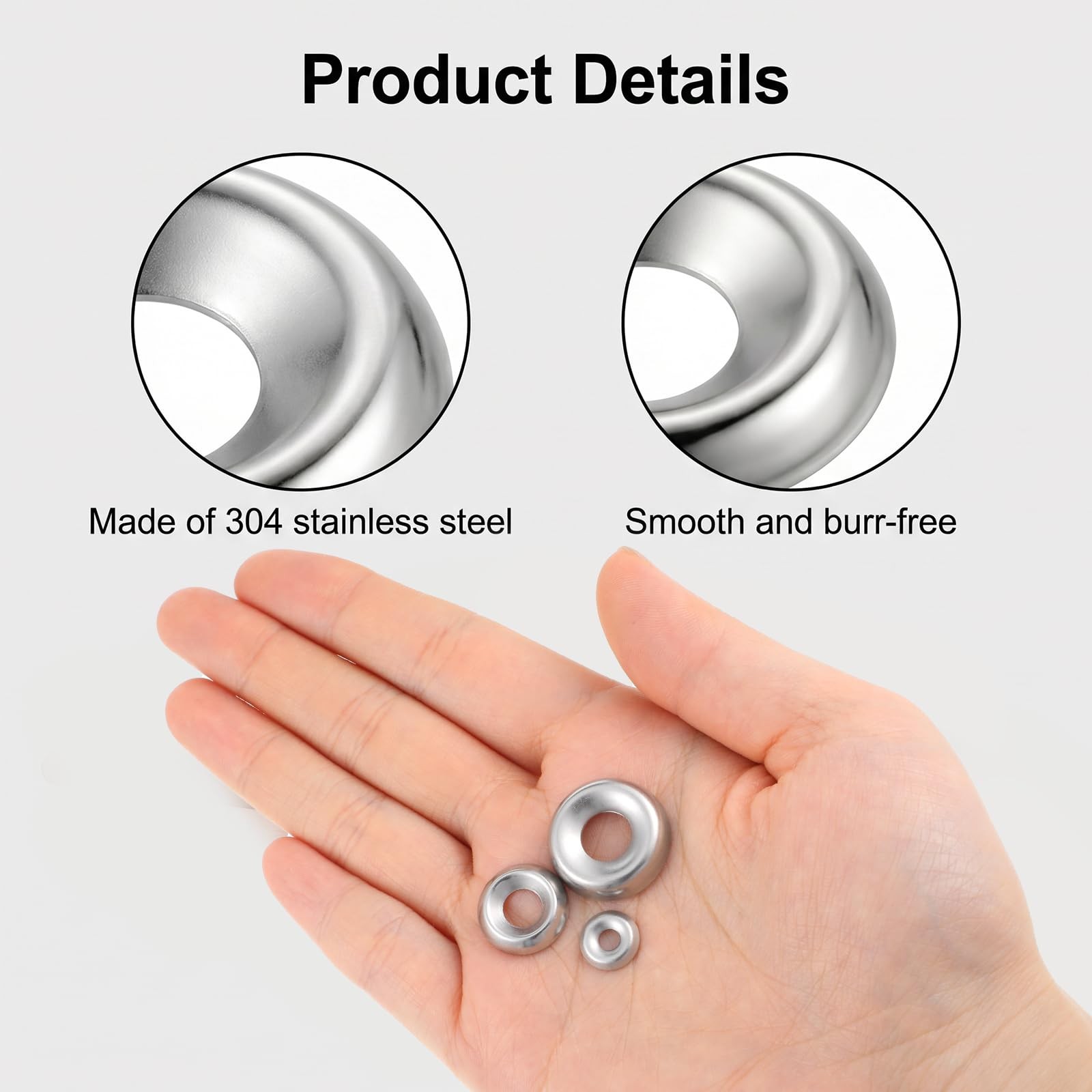 200 Pcs Finish Washers Countersunk Washers 7 Sizes Stainless Steel Cup Assort…