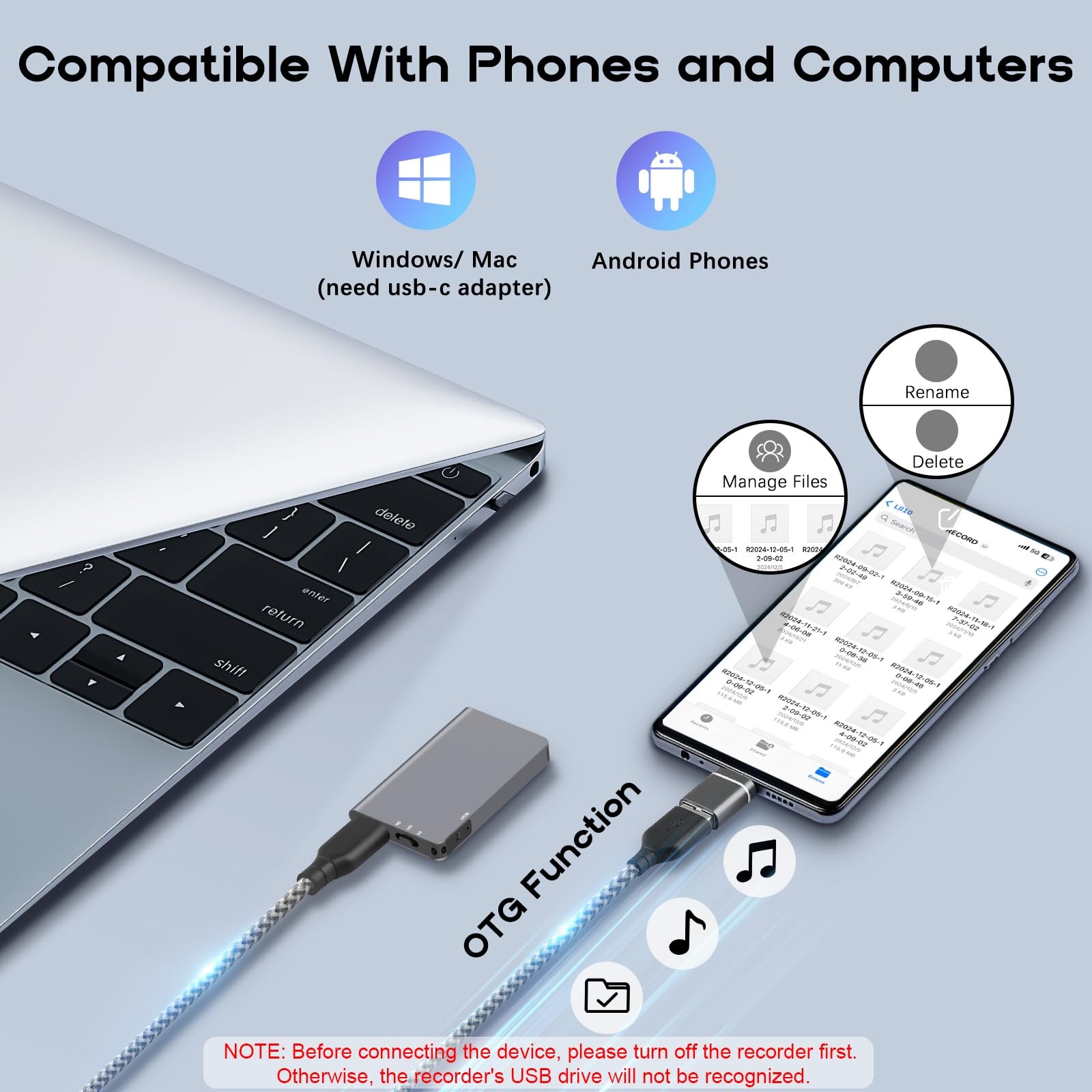 64GB Magnetic Digital Voice Recorder – 40 Hours Continuous Recording