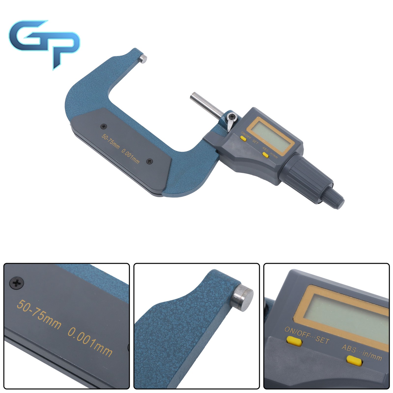 2-3″ 0.00005″ Digital Large LCD Display Outside Micrometer Carbide Tip 50-75mm