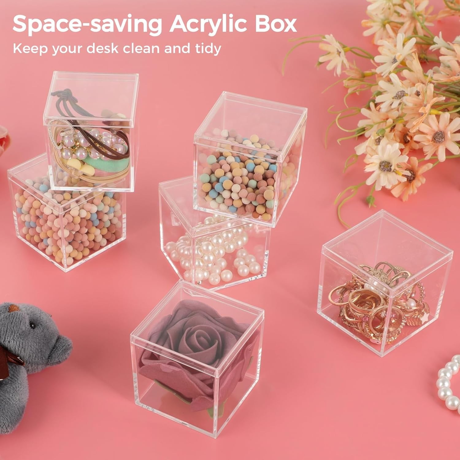40 Pcs Acrylic Boxes – Clear Small Square Display Boxes, 2.2 x 2.2 x 2.2 in, …