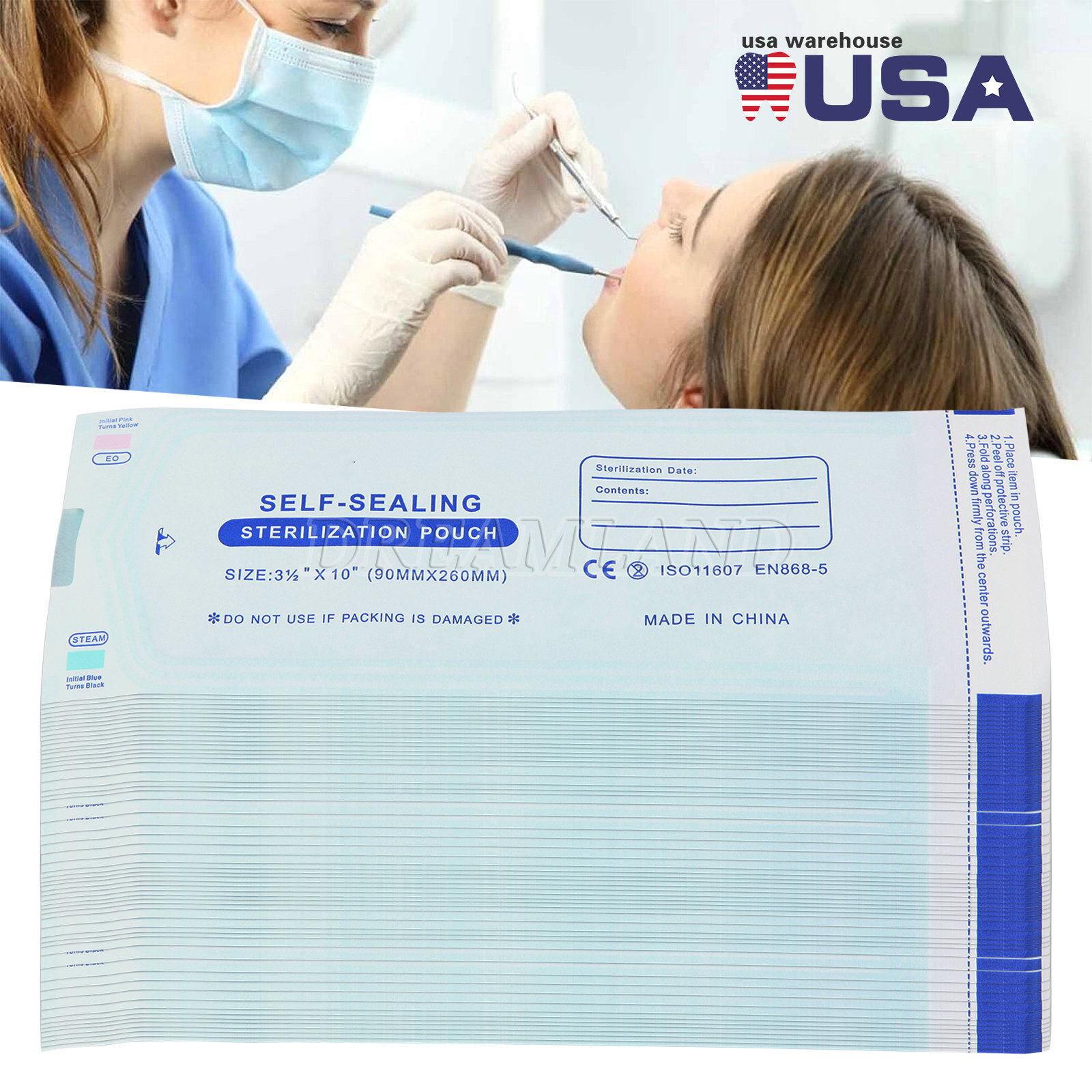 3.5″ X 10″ Self Sterilization Pouches Autoclave Pouch, Sterilizer Bags Dental US