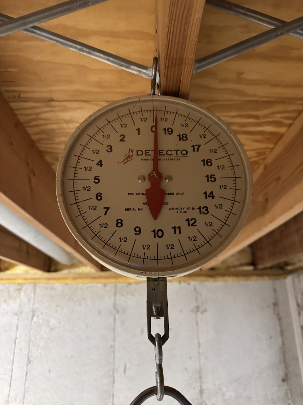 Detecto, MCS-40df Hanging Dial Scale with Fish Pan, 40 lb x 2 oz