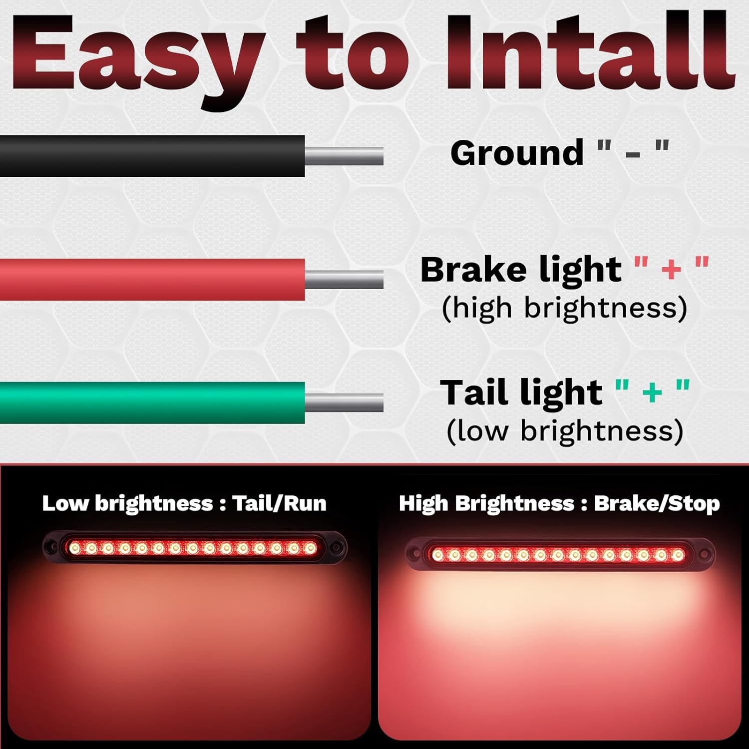 2 PCS Led Trailer Tail Light Bar, 10 Inch 15 Red Led Brake Color: Red – 2 PCS
