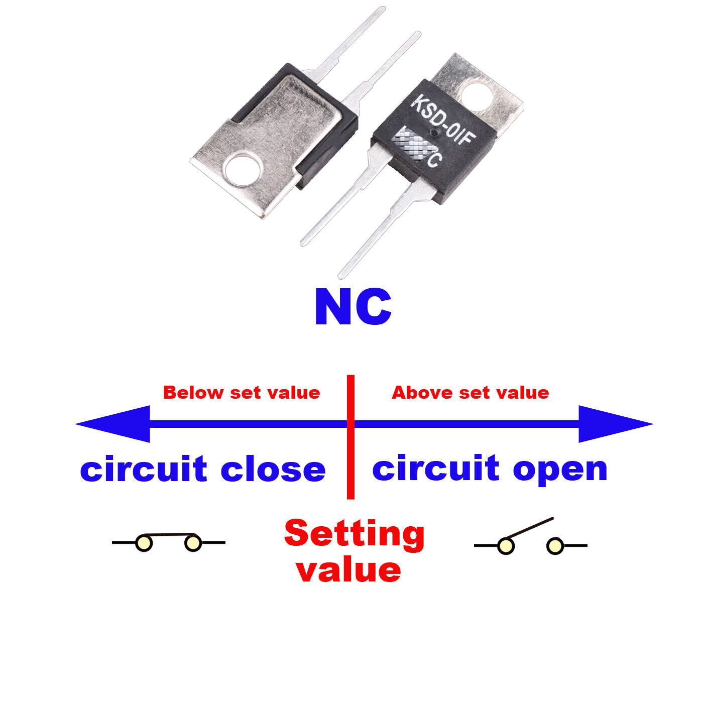 KSD-01F / JUC-31F Temperature Switch Control Sensor Thermal Thermostat 32°-302°F
