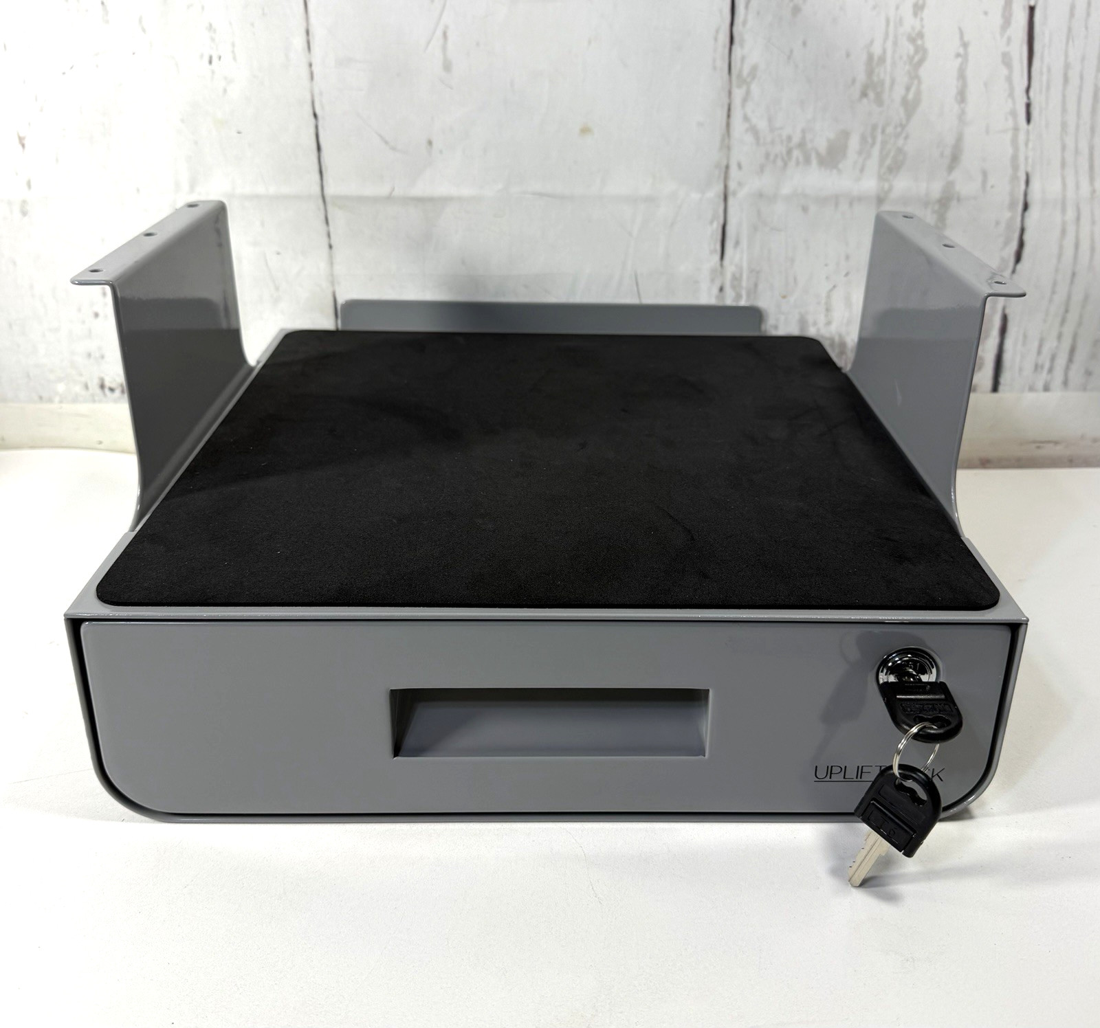 UPLIFT LOCKING UNDER DESK DRAWER WITH SHELF – GRAY – STR001