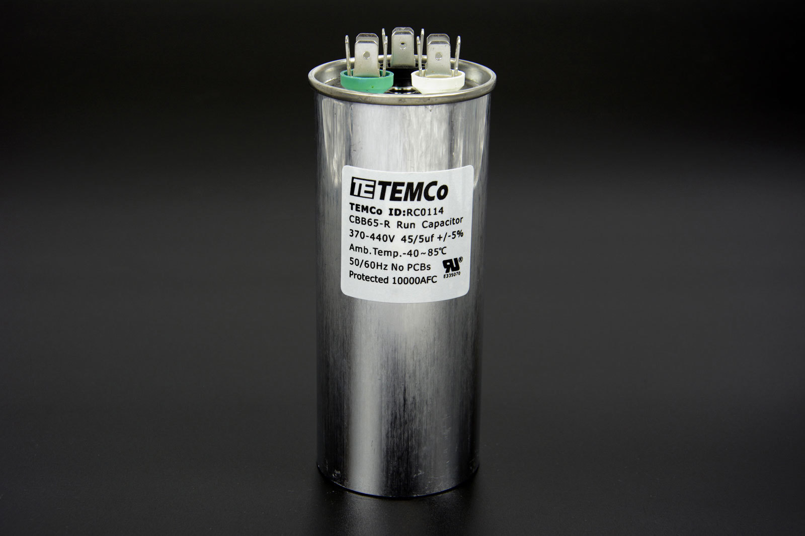 TEMCo 45+5 uf/MFD 370-440 VAC volts Round Dual Run Capacitor 50/60 Hz -Lot-5