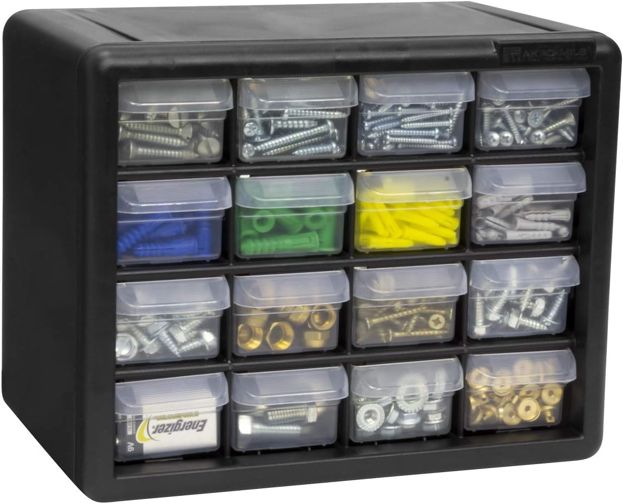 16-Drawer Plastic Storage Cabinet, 10.5″W X 6.5″D X 8.5″H, Black | Plastic Cabin