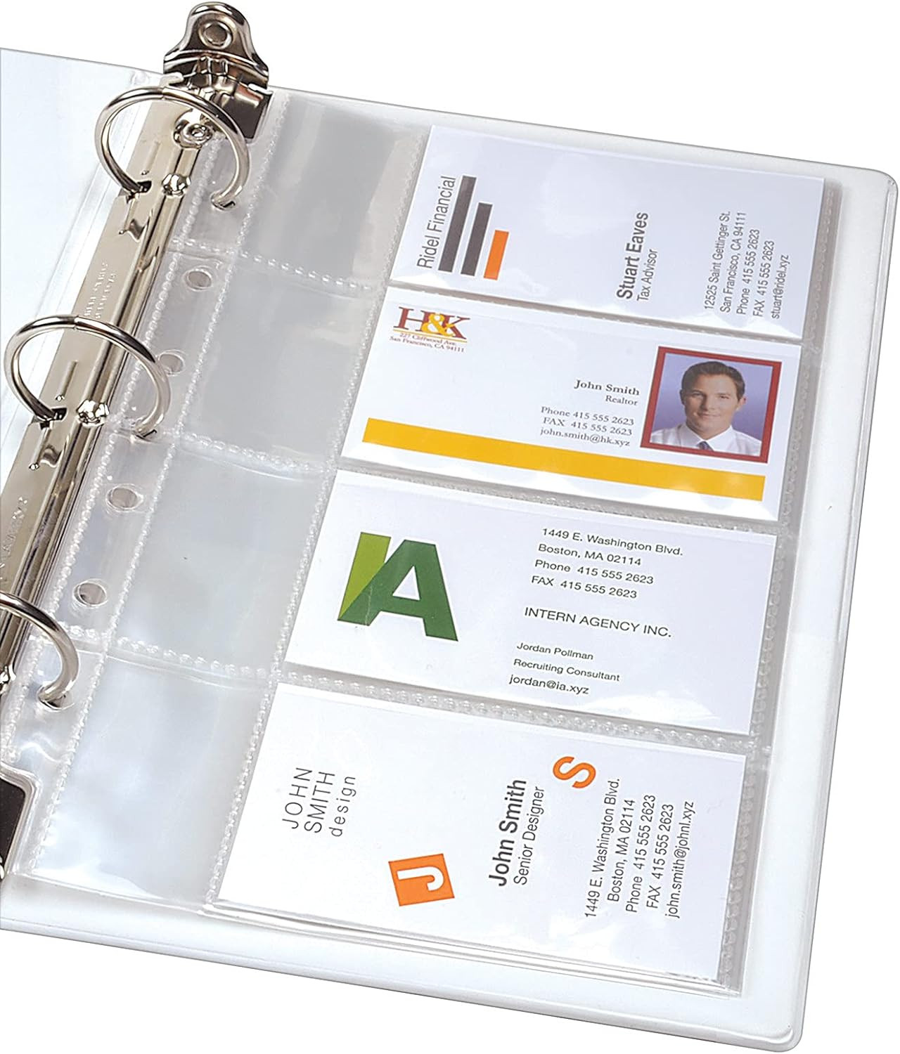 Clear Business Card Organizer Pages for 5.5″ X 8.5″ Mini Binders, Pack of 5 Hold