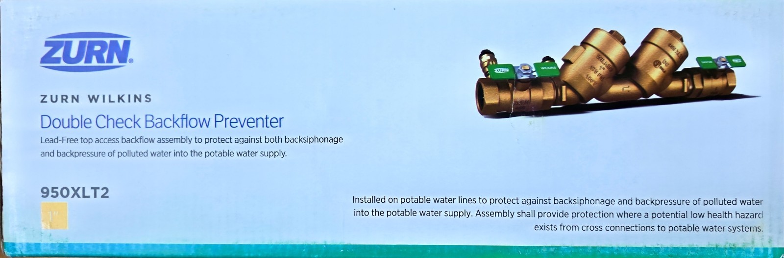 Zurn Wilkins 1 in. 950XLT2 Double Check Backflow Preventer Valve