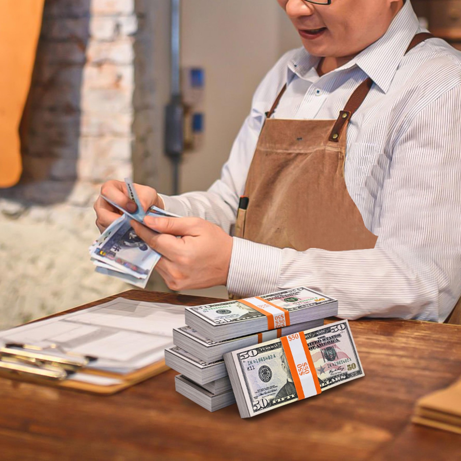 Self-Sealing Currency Straps – Pack of 100 Orange Bands for $50 Bills -…