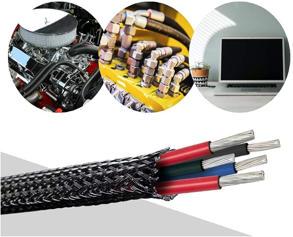 100 FT 3/8″ Black Expandable Wire Cable Sleeving Sheathing Braided Loom Tubing