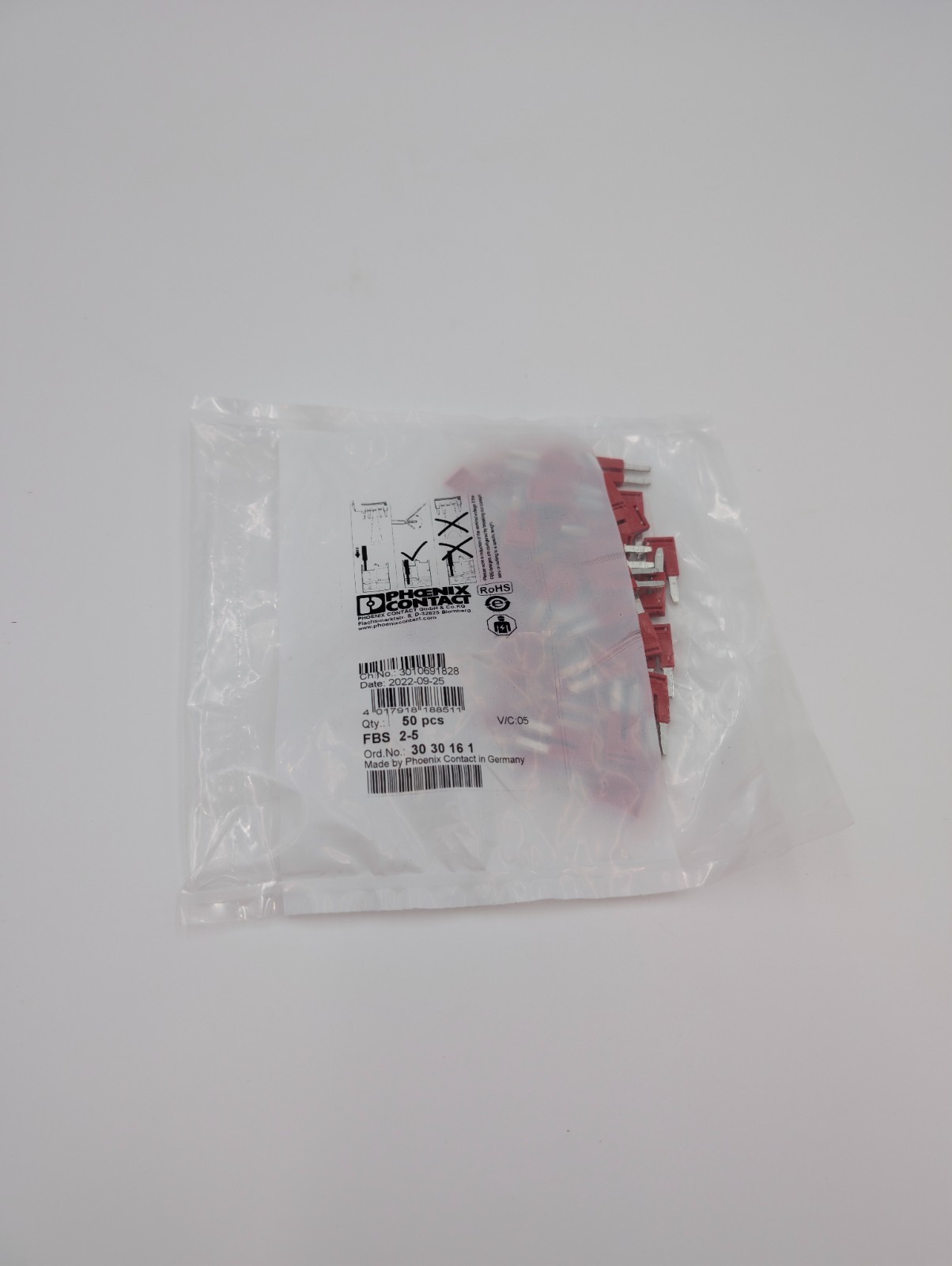 Phoenix Contact FBS 2-5 – Plug-in bridge 3030161 Box of 50 PIECES USA IN STOCK