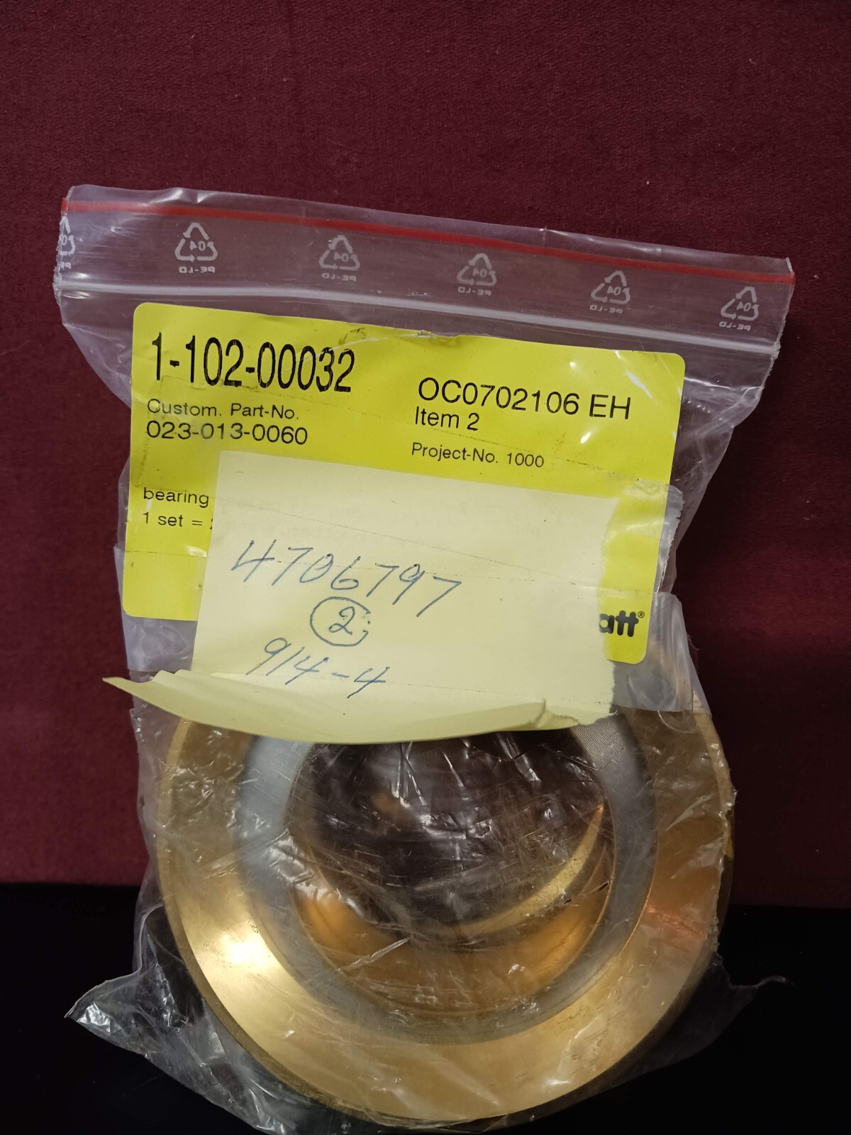 Glatt Bearing Set 1-102-00032 023-013-0060 OC0702106EH 4706797 914-4