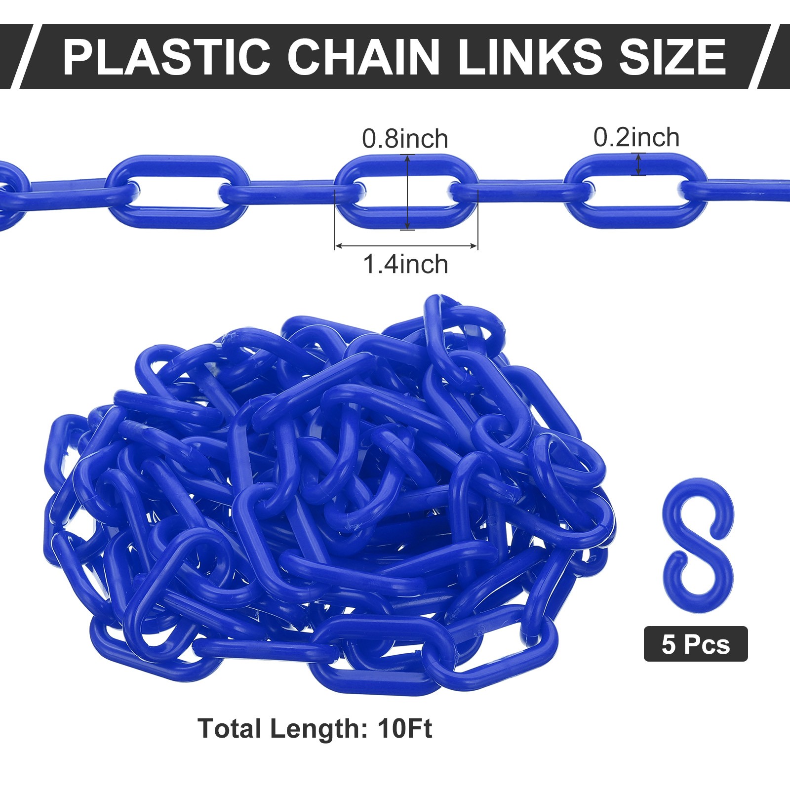 Plastic Chain Links 10 Foot Safety Chains Blue Chains Barriers 6mm