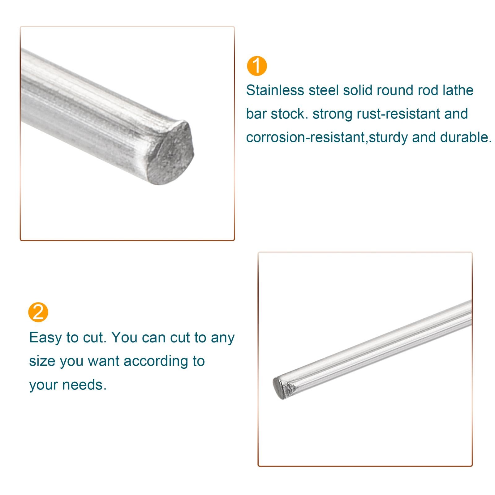 304 Stainless Steel Round Rods Bar, 1mm x 200mm for DIY Craft Pack of 20