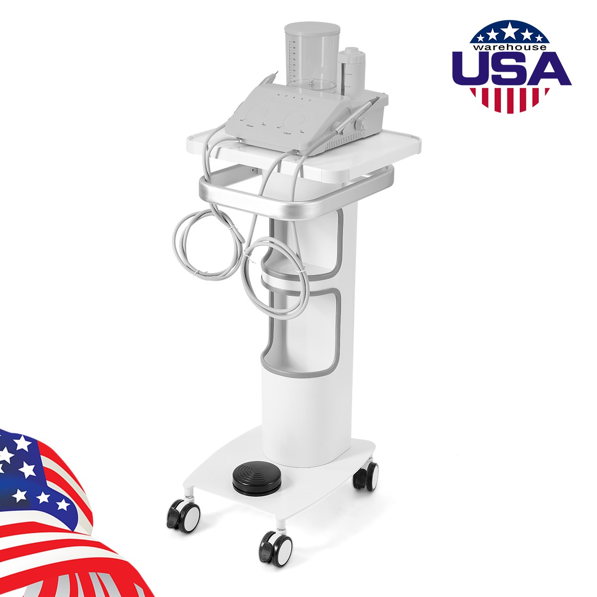 Dental Multi-Function Cart Trolley Mobile Workstation with Plug Outlet & Storage