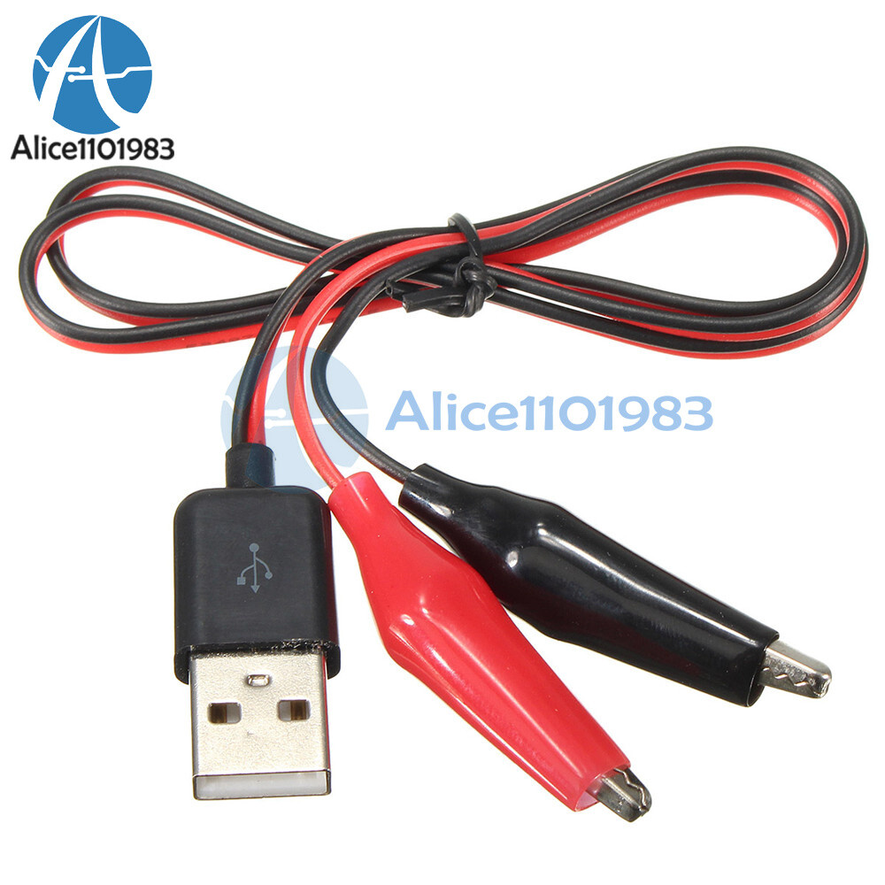 Alligator Test Clip Clamp to USB Female/Male Connector Adapter Cable Cord
