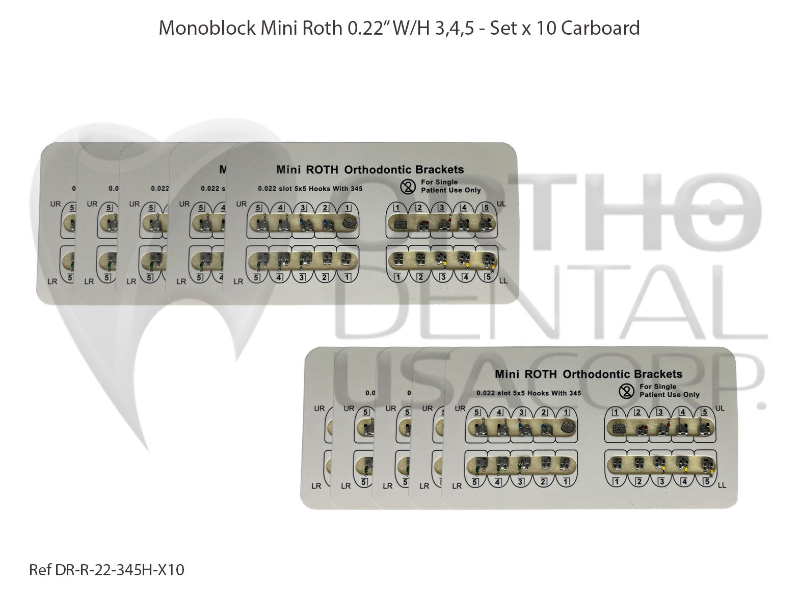 SET Orthodontic Bracket Standard Mini Mesh Base/Monoblock Base Roth/MBT H3,4,5