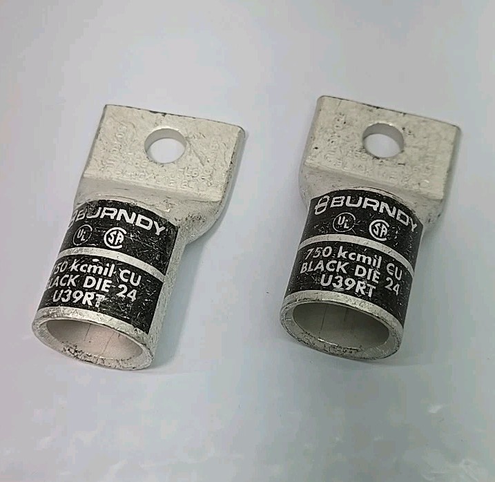 Lot of 2 – Burndy YA39L6, Compression Cable Lug, Hylug-750Kcmil-1/2 Stud-510554