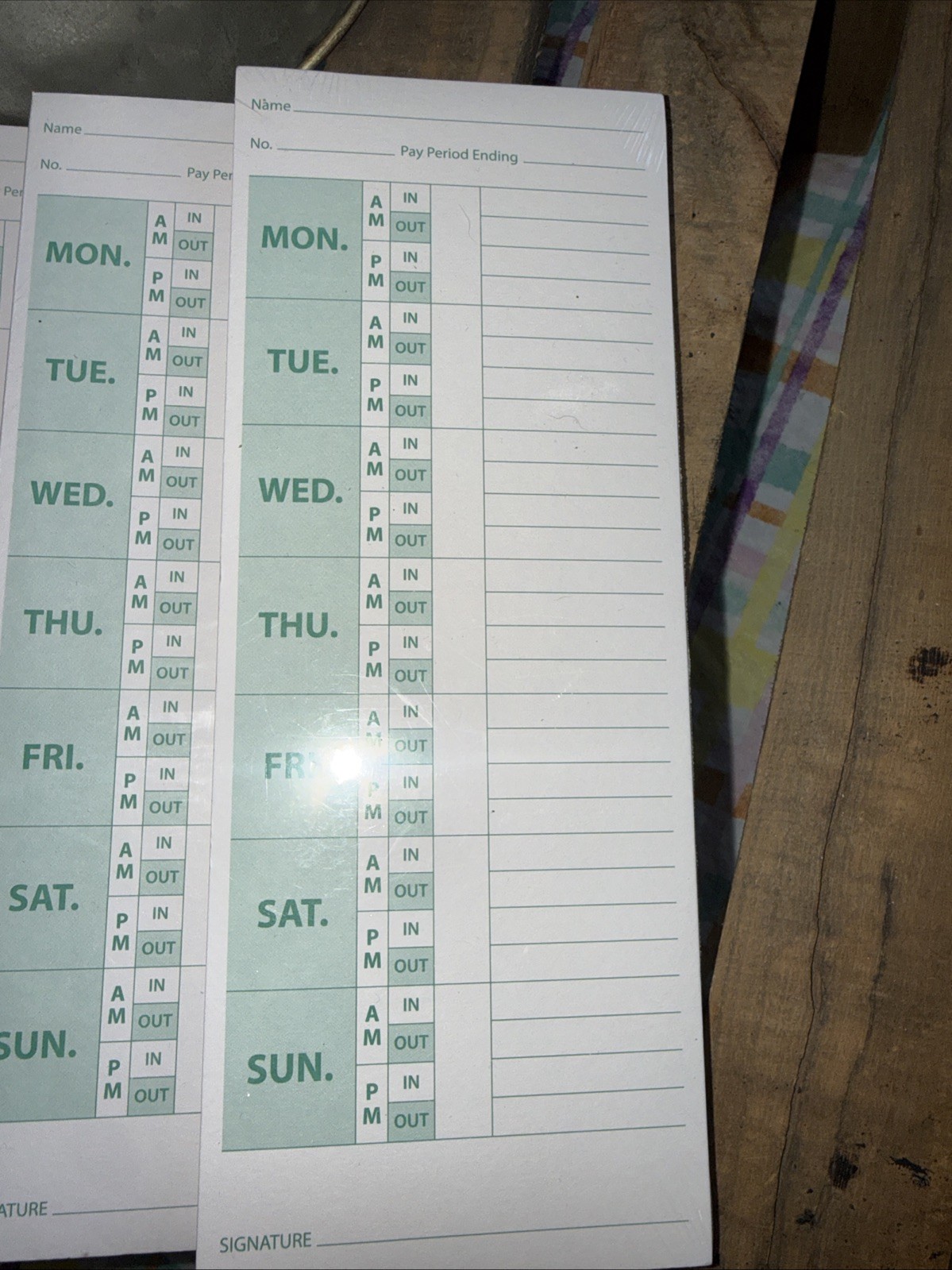 Lot 5-50 Count Weekly JOT Time Clock Cards Timecard Employee Payroll 3.38 X 8.87
