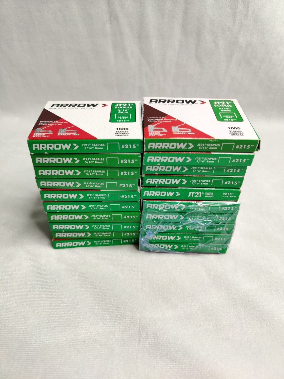 20,000 Arrow Fastener 215 JT21/T27 5/16 Inch Staples, 20 Pack (1,000 per Pack)