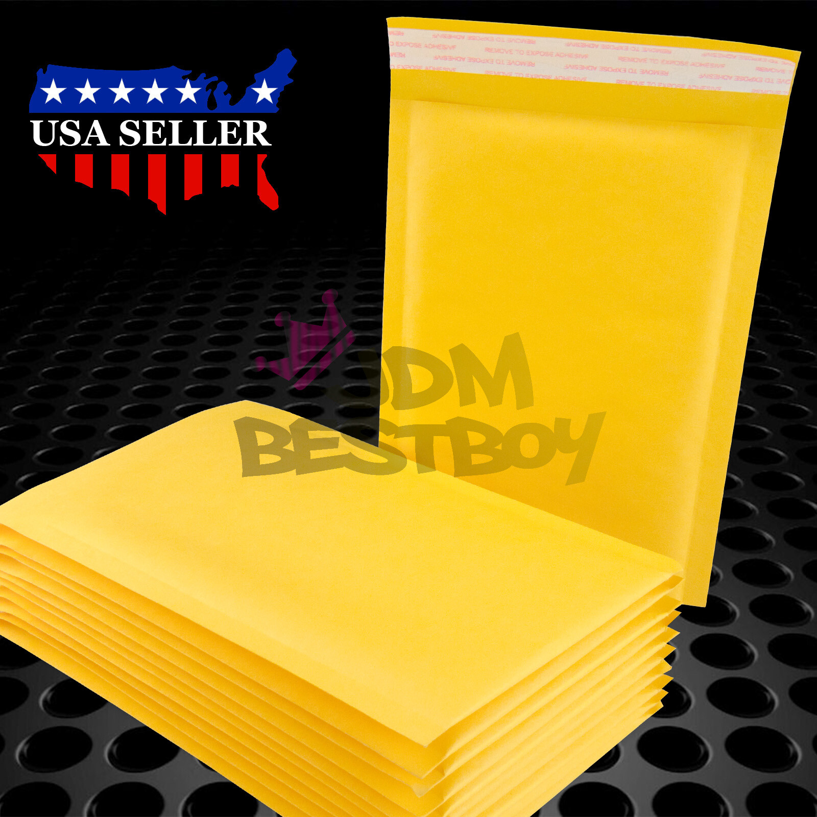 #0000 4″x7″ (10cmx18cm) Yellow Kraft Bubble Mailer Mailing Shipping Envelope Bag