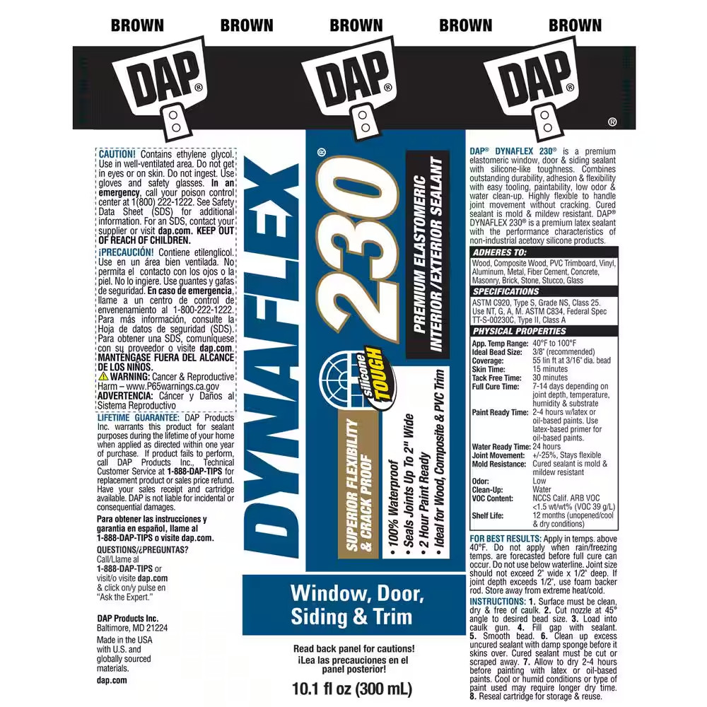 Dynaflex 230 10.1 Oz. Brown Premium Exterior/Interior Window, Door and Trim Seal