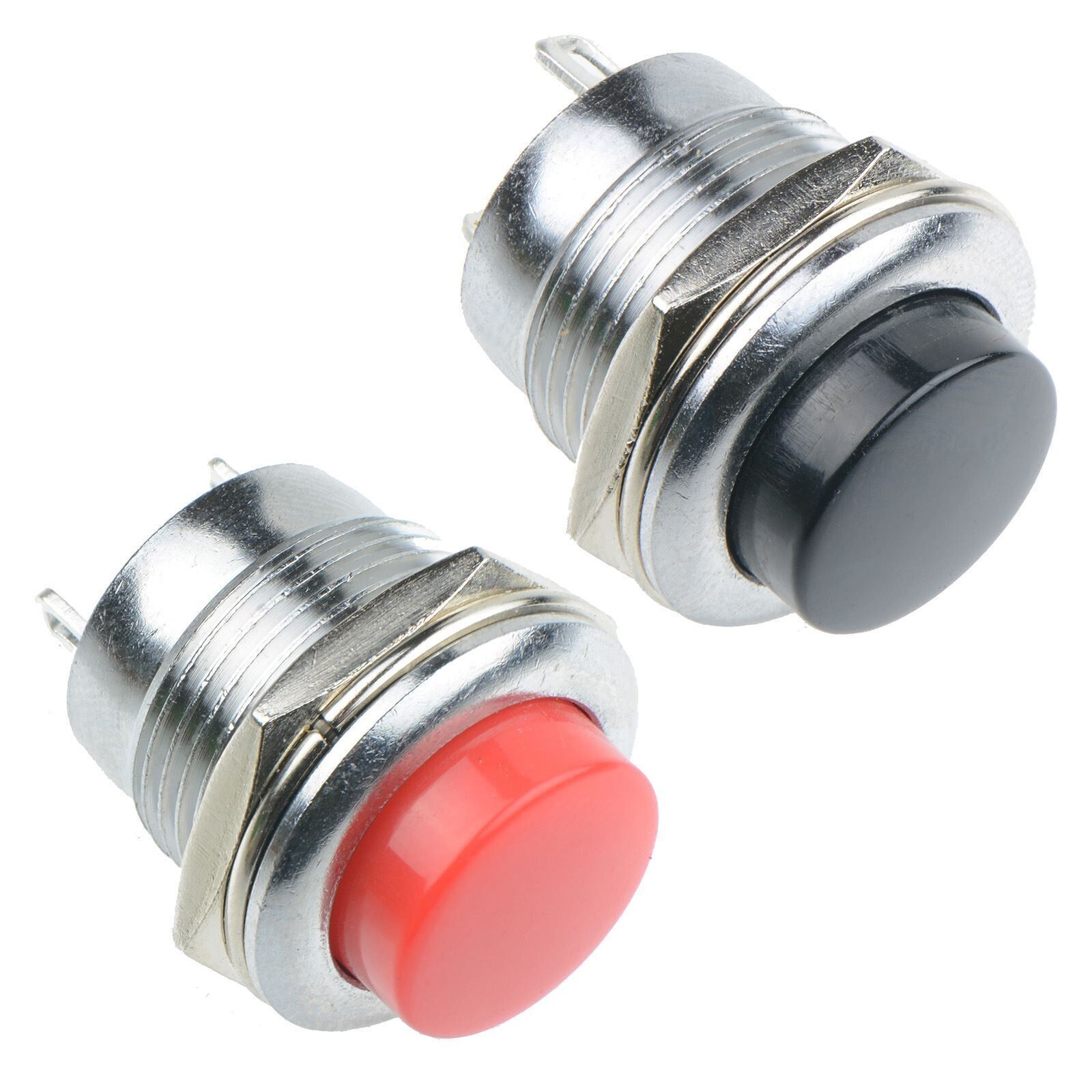 Red or Black Off-(On) Metal 16mm Round Momentary Push Button Switch 3A SPST