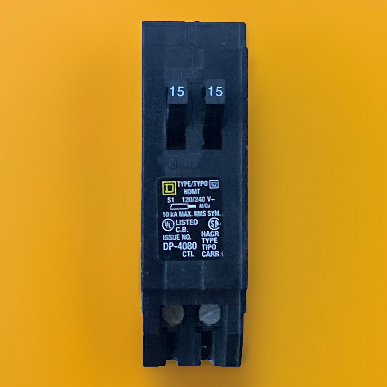 Square D Homeline 15A Twin 1PTandem Circuit Breaker HOMT1515 15/15 AMP USED