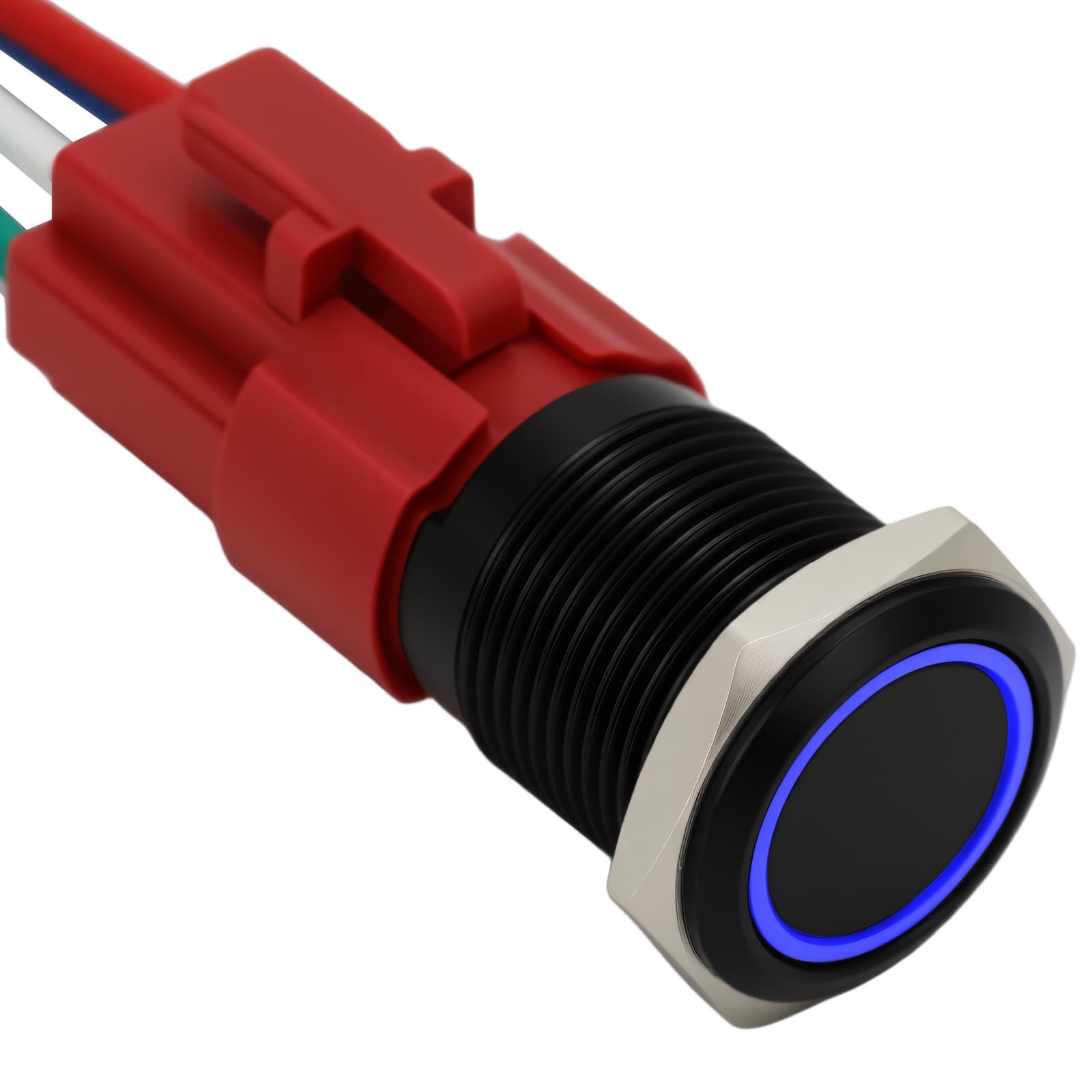 16mm Latching Push Button Switch 12V DC On Off SelfLocking with LED Angel Eye…