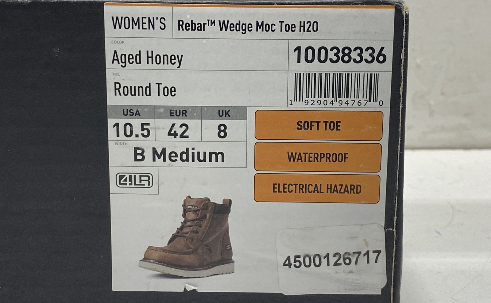 Ariat Rebar Wedge Moc Toe H2O Aged Honey Women’s Soft Toe Boots Size 10.5