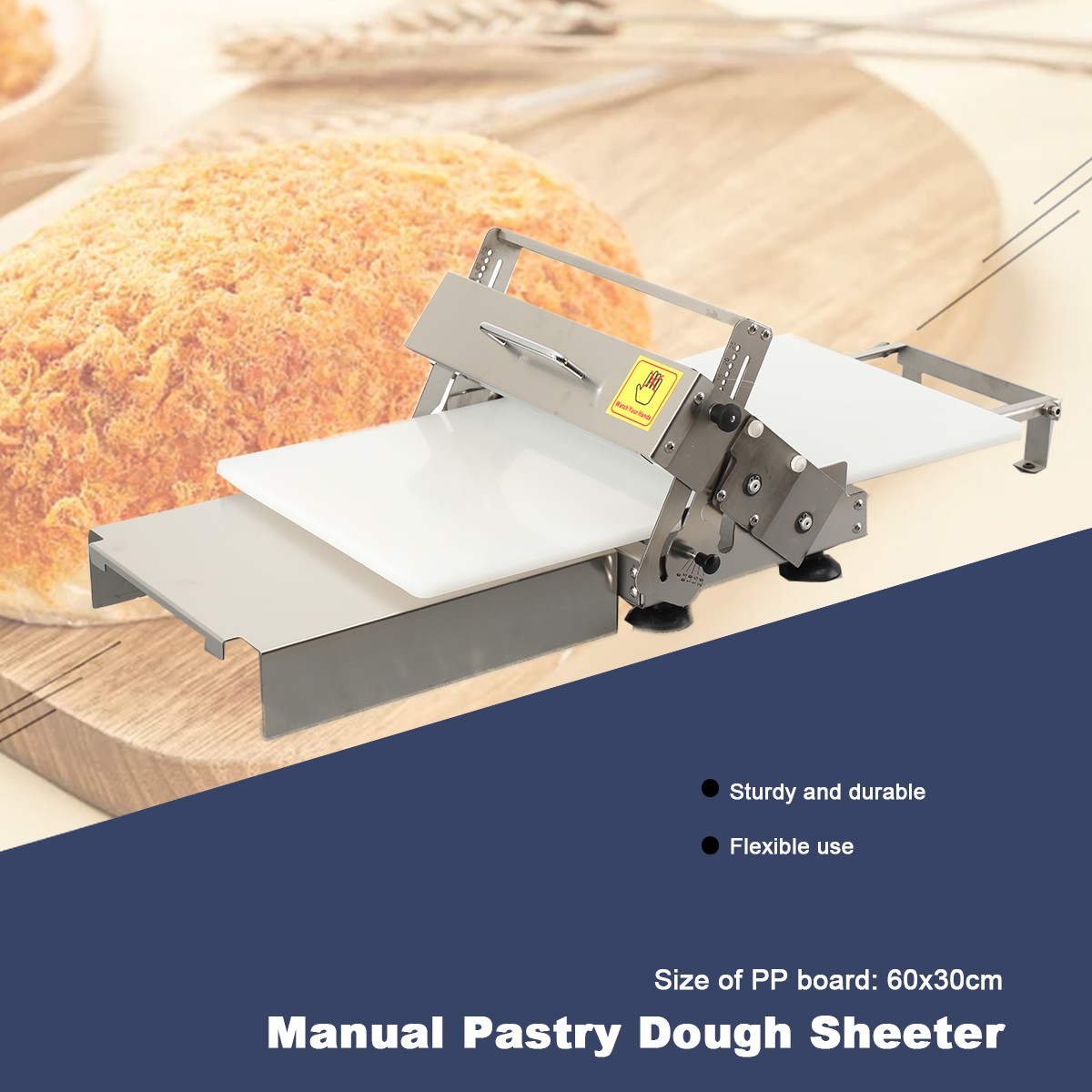 1x Manual Pastry Dough Sheeter Dough Roller 1-25mm Croissant Dough Press Machine