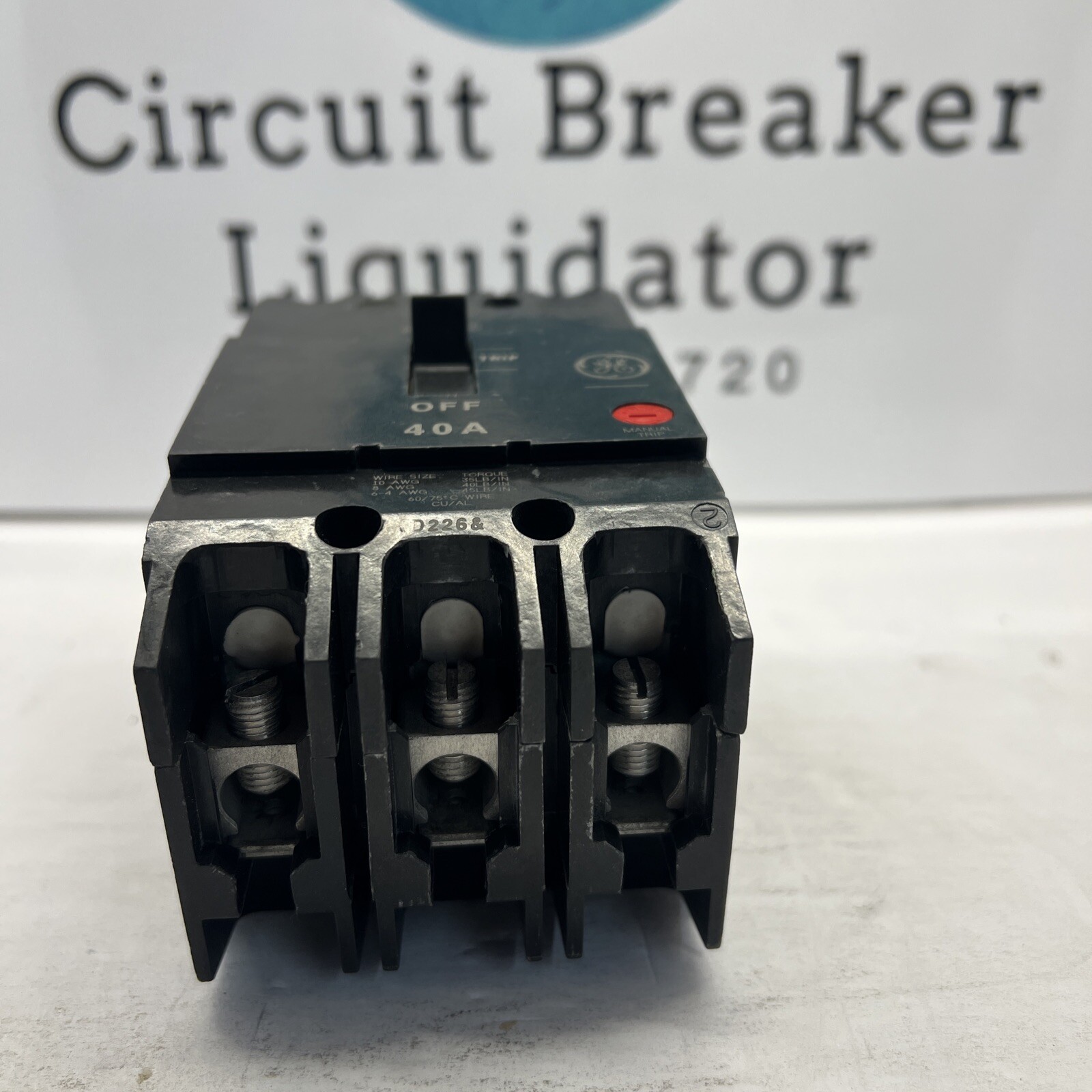 GE TEY340 40 Amp 480V 3 Pole Bolt On Circuit Breaker Refurbished