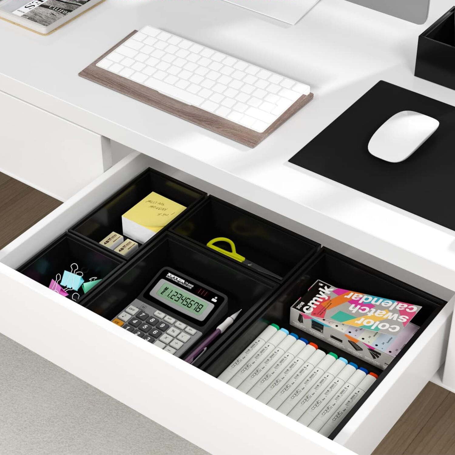 7-Piece Drawer Organizer Boxes Multi-Use Storage Bins Dividers Utensil Holder