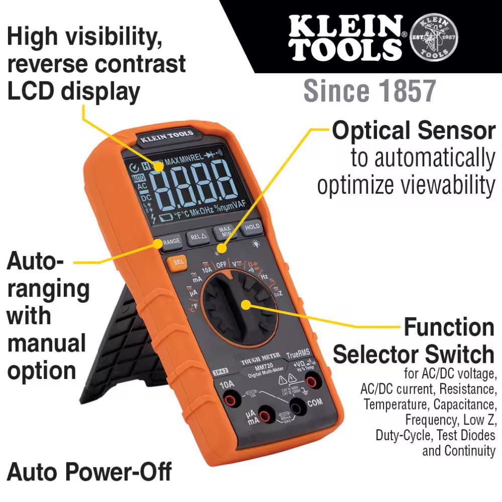 1000-Volt Digital Multi-Meter, TRMS Auto-Ranging, Temp, Low Impedance