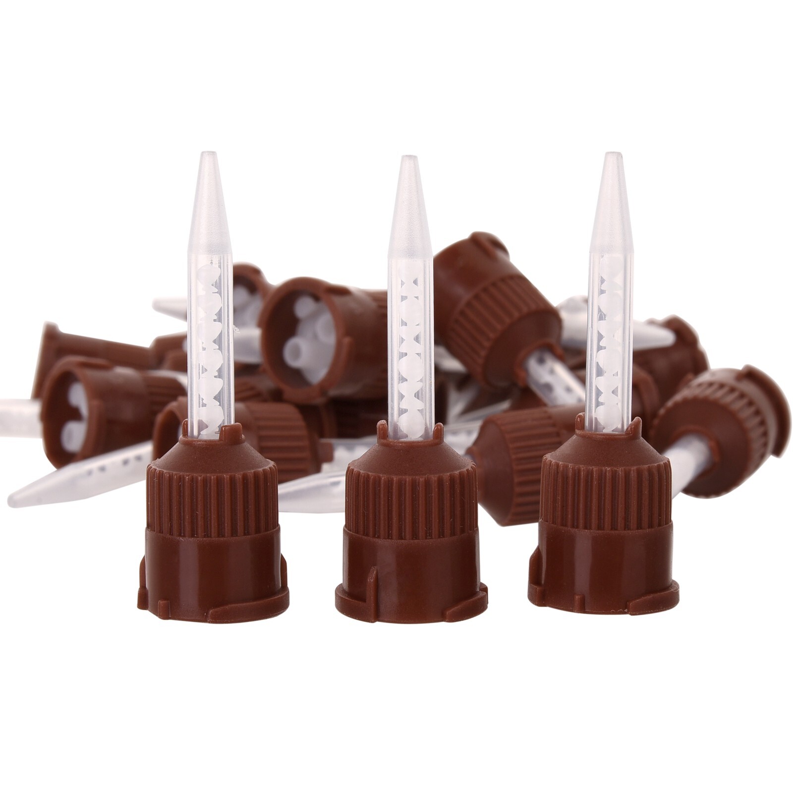 Dental HP Mixing Tips For Temporary Cement Material Brown/White (Short) 1:1 50