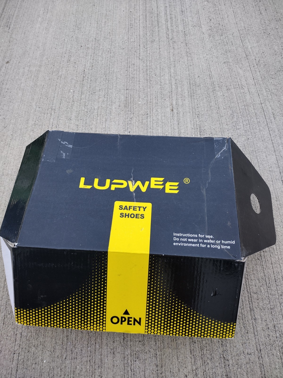 LUPWEE Safety Shoes Black Lace-Up Work Shoes w/ Box Safety Footwear size 6. e38