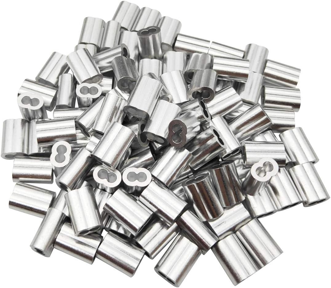 1/8″ (3Mm) Aluminum Crimping Loop Sleeve for Wire Rope, Cable Ferrule (100Pcs)