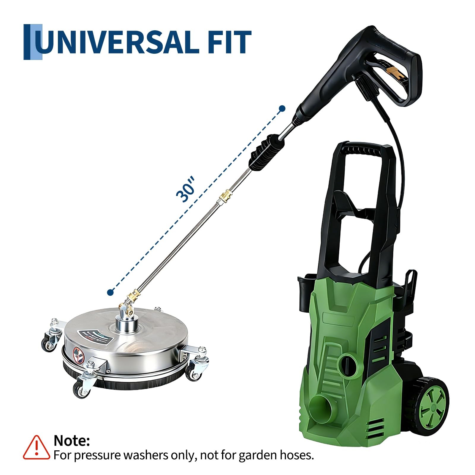 14″ Stainless Steel Pressure Washer Surface Cleaner 4 Wheels Driveway 4000PSI