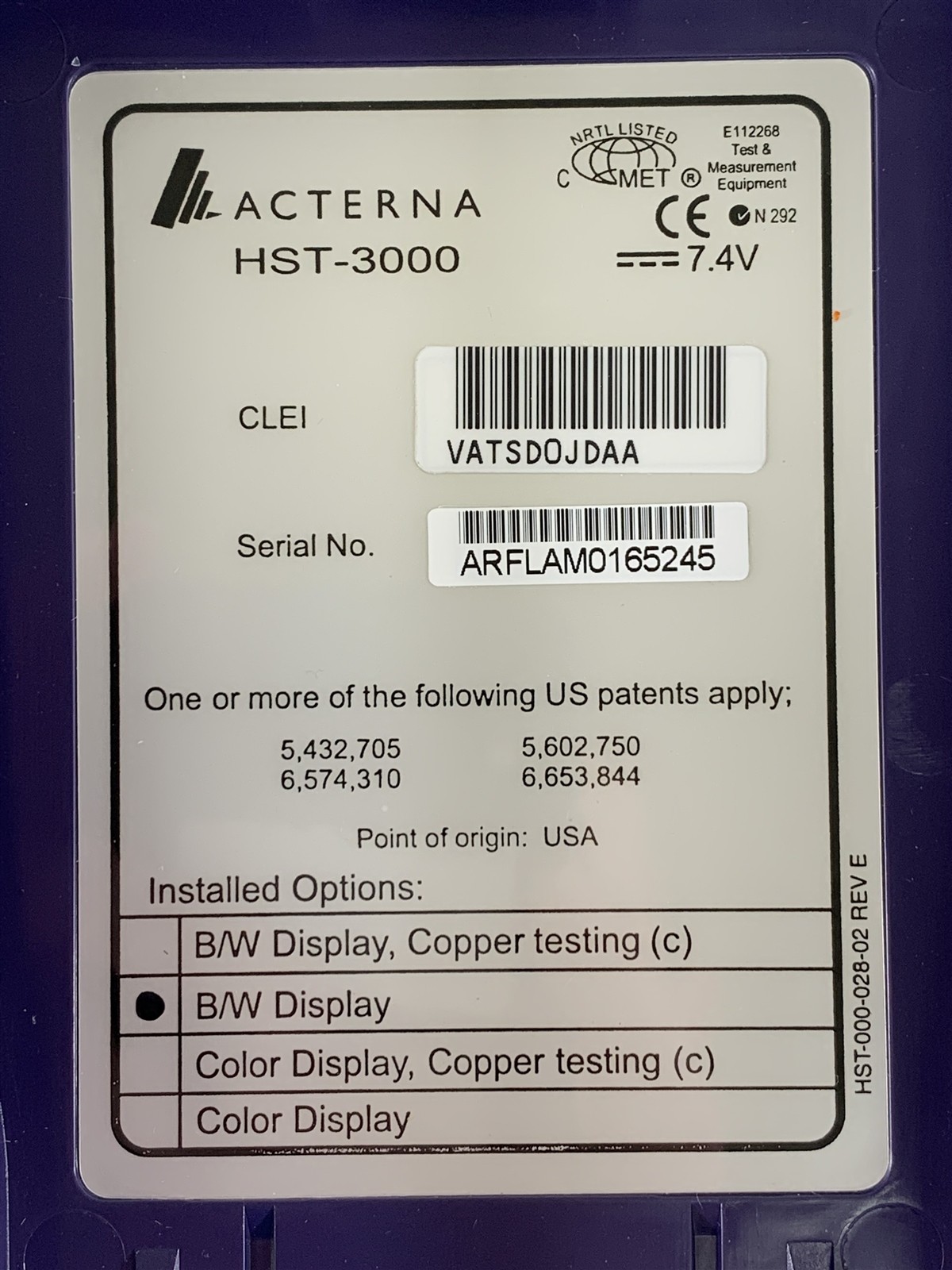 Acterna HST-3000 SIM Handheld Service Tester with SIM Adapter, Charger & Battery