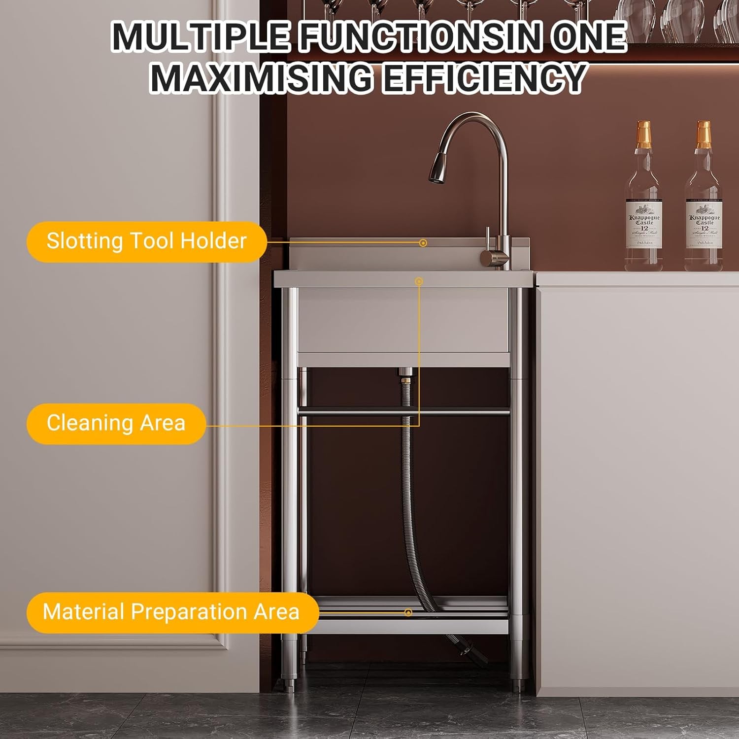 1 Compartment Commercial Sink Stainless Steel Utility Kitchen Prep Table Sink