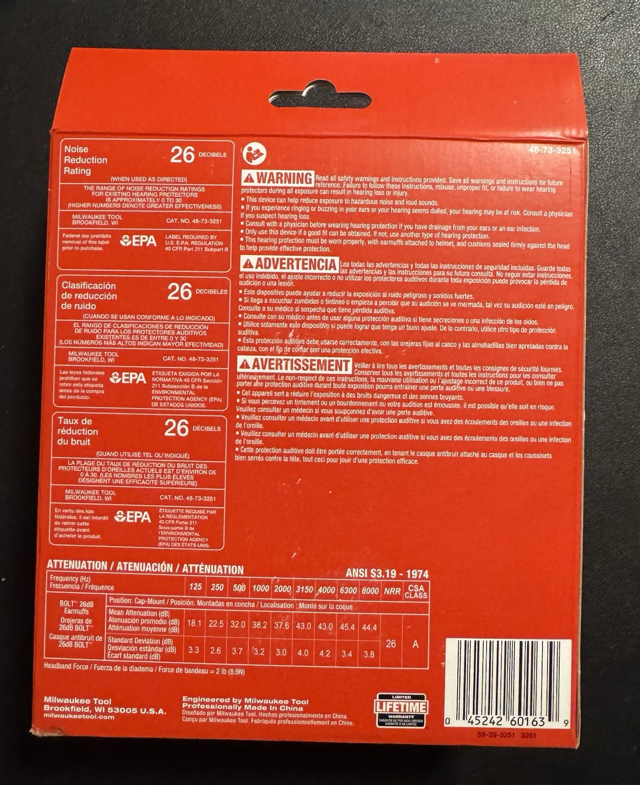 Milwaukee 48-73-3251 BOLT 26dB Earmuffs